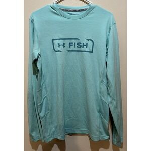 Under Armour Men's HeatGear "Fish" Long Sleeve Size‎ M - Teal